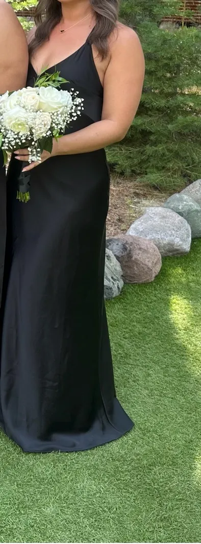 Show Me Your Mumu Anderson Dress Black Maxi Luxe Satin - Image 3