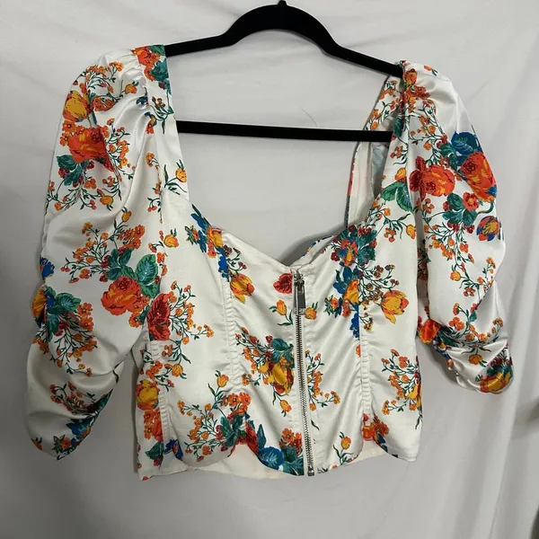 For Love & Lemons Brandy Floral Top Ivory Size Small - Image 8