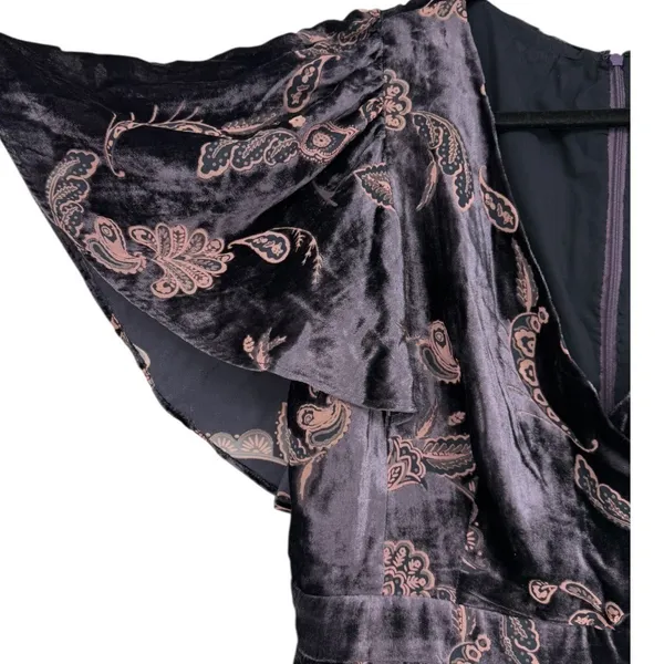 Eliza J Velvet Burnout Cape Sleeve Floral Paisley V Neck Dress Size 16 Feminine - Image 11