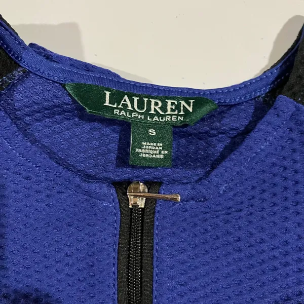 Lauren Ralph Lauren Active Top Womens Small Blue Black‎ Waffle 1/4 Zip Pullover - Image 3