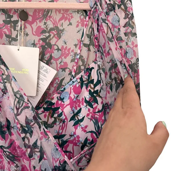 DIANE VON FURSTENBERG Kelby Floral Silk Mini Dress‎ NWT Sz Large - Image 3