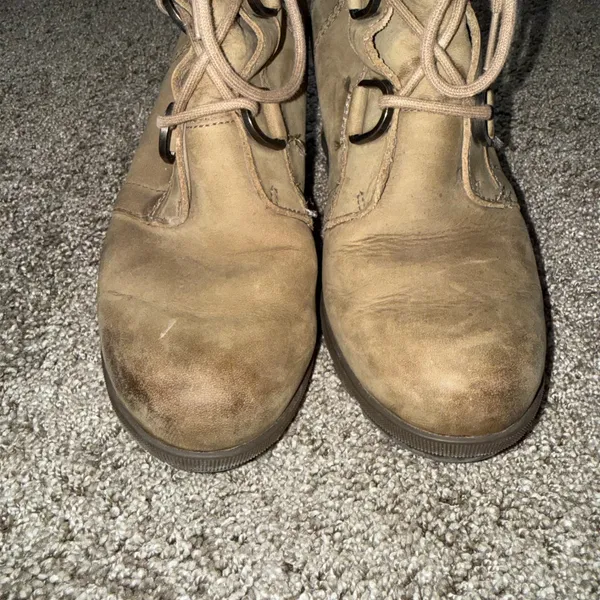 Sorel Joan of Arctic Wedge Boots Women 79 Tan Leather Good Lace Up NL1988-245 - Image 3