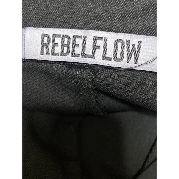 Rebelflow Women's Black High Rise Pleated Wide Leg Baggy Trousers Pants Size S - Image 5