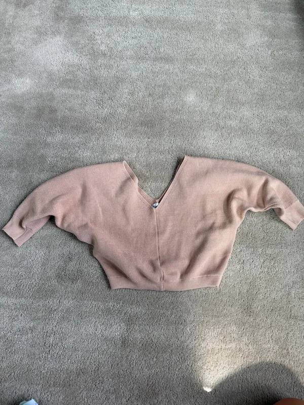 Princess Polly Beige Ribbed Sweater – Size S/M - Image 2