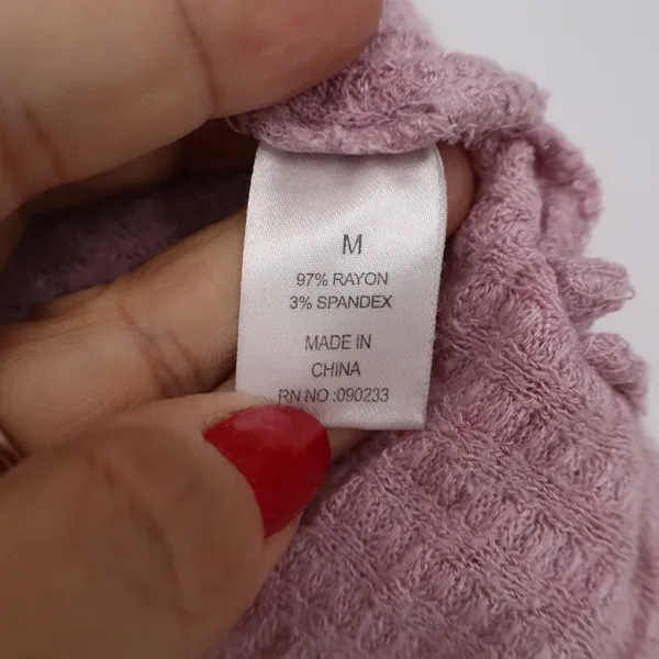 PacSun Mauve Pink Waffle Knit Wrap Crop Top Long Sleeve V-Neck Size M - Image 3