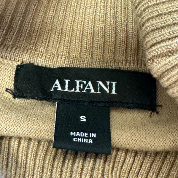 Alfani Turtleneck Batwing Sleeve Poncho Sweater Small Button Detail Tan Brown - Image 5