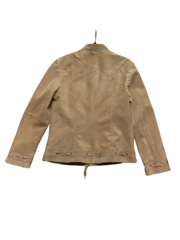 Women's Brown Suede Leather Jacket Medium Bernardo Genuine Suede Jacket W/ribbon - Image 2