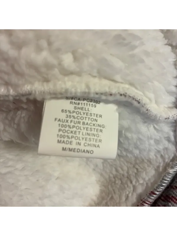 Special One Plaid Womans Sherpa Collar Fleece Lined Shacket Red Cream Sz M - Image 6