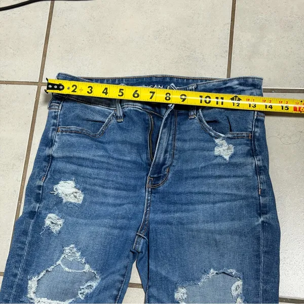 American Eagle Women Hi-Rise Jegging Jeans Distressed Denim Blue‎ Jeans size 6 - Image 9