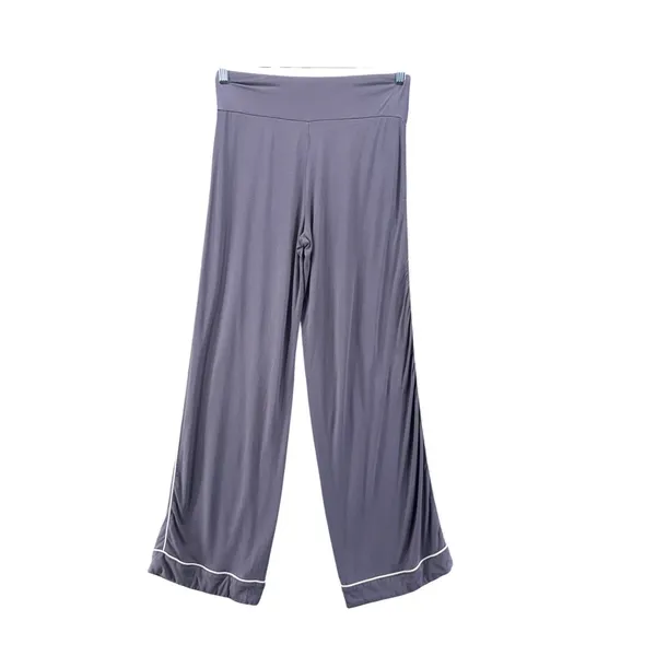 Shapeez Gray Bamboo Spandex Button Down Pajama Set Small Long Sleeve Wide Leg - Image 6