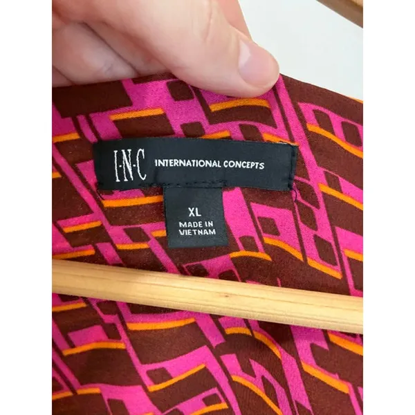 INC International Concepts Abstract Print Faux Wrap Blouse SzXL - Image 5