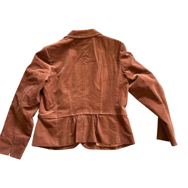 Talbots Womens Brown Corduroy Peplum Blazer Jacket Size‎ 14 Cinnamon 3-Button - Image 4