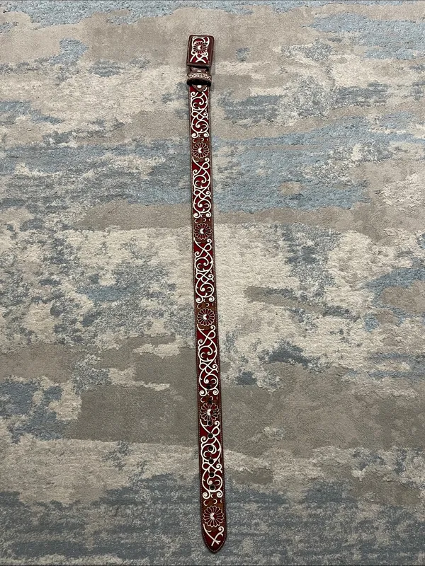 Floral Laser Cut Western Leather Belt Cowgirl Rodeo Size M/L - Image 2