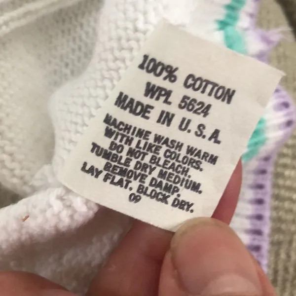 Vintage Embroidered Patchwork Cotton Sweater M White Size M - Image 9