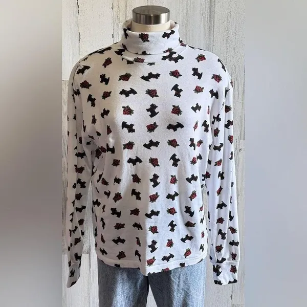 Vintage Christmas Turtleneck scottie dog‎ Shirt – Size XL Holiday - Image 5