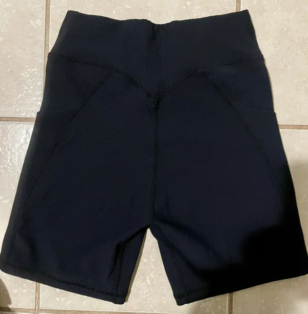 Amazon Black Crossover Biker Shorts Ribbed - Image 3