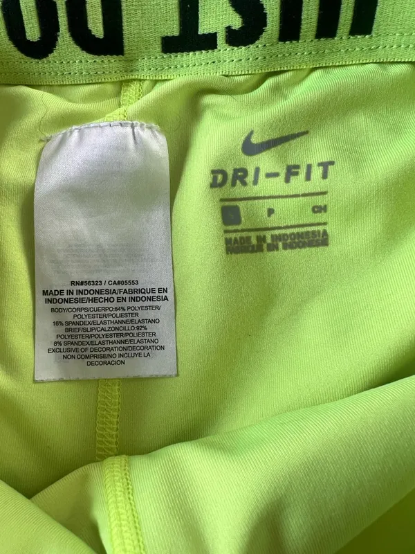 Nike Dri-Fit Black and Lime Green Training Compression Shorts Size Small running - Image 2