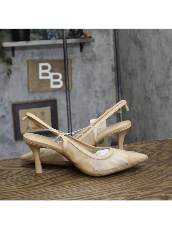 NWT A New Day Abigail Pleated Mesh Slingback Heels 94462855 Tan Brown 9.5M - Image 7