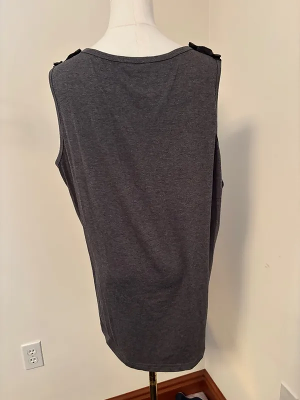 Classic Charcoal Scoop Neck Tank Top with snaps on shoulder and down sides - Image 4