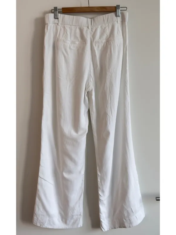 Abercrombie A&F Sloane Linen Blend Tailored Wide Leg Pants White Size 27 4R - Image 6