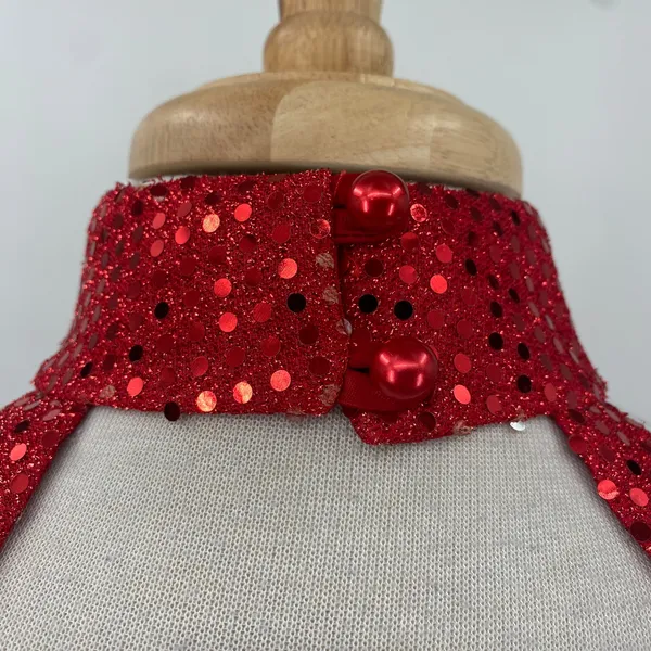 Vintage 90s Sequined High Neck Gown Open Back Maxi Dress Red Womens 8 - Image 11