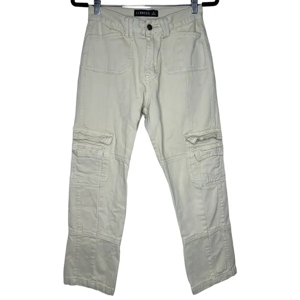 Lioness Stacey High Rise Cargo Pants Tan Beige Small - Image 4