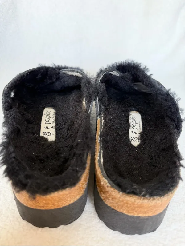 PAPILLIO By BIRKENSTOCK Women's Daytona Platform Black Shearling Sandal Sz 38 - Image 10