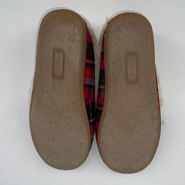 Womens Minnetonka Camp Collar Moc Slipper in Red Autumn Plaid Size 7 Fleece Line - Image 6