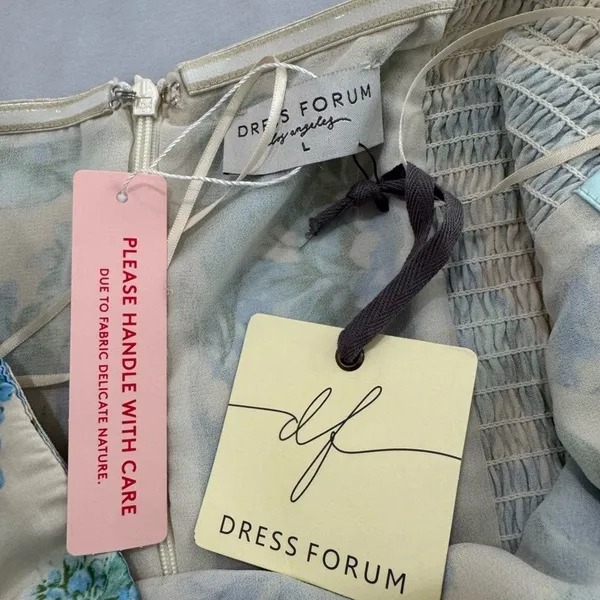 Dress Forum "Stolen Love" Blue Strapless Ruffle Hem Maxi Dress NWT Large - Image 5