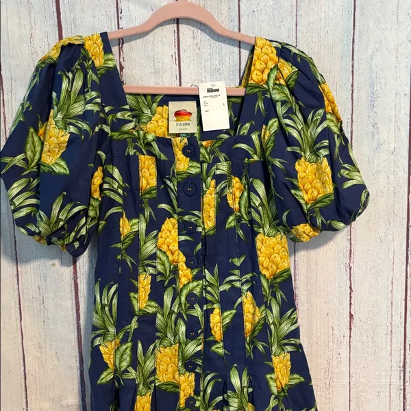 NWT FARM Rio Pineapple Print Linen Blend Minidress - Image 7