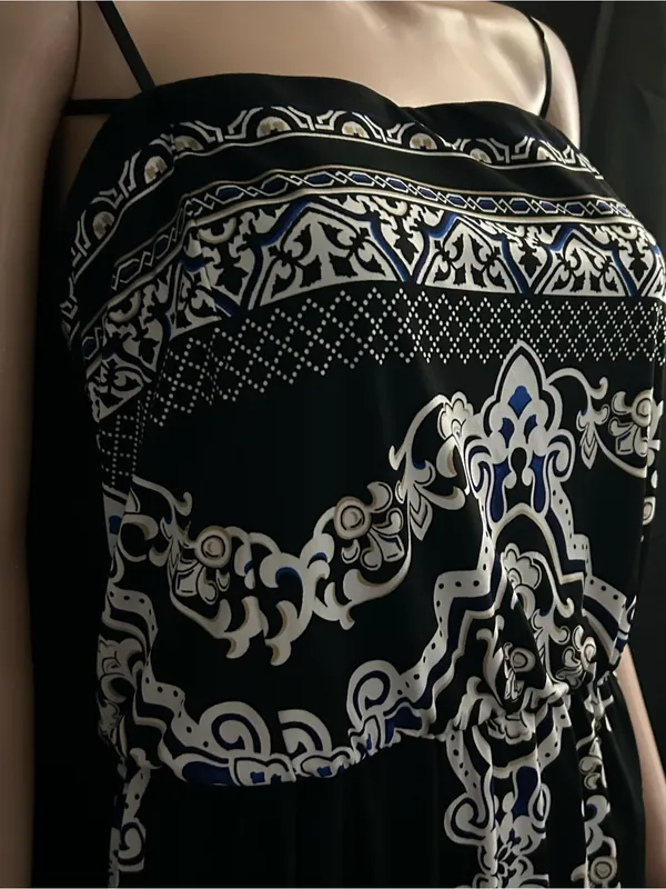 White House Black Market Black & White Printed Strapless Dress - Image 5