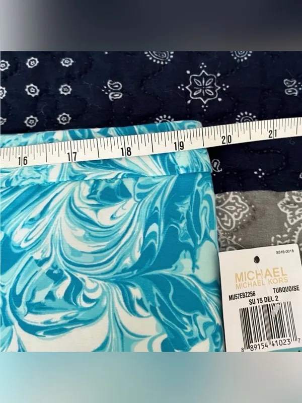 NWT Michael Kors Skirt Teal Swirl Size 16 - Image 5
