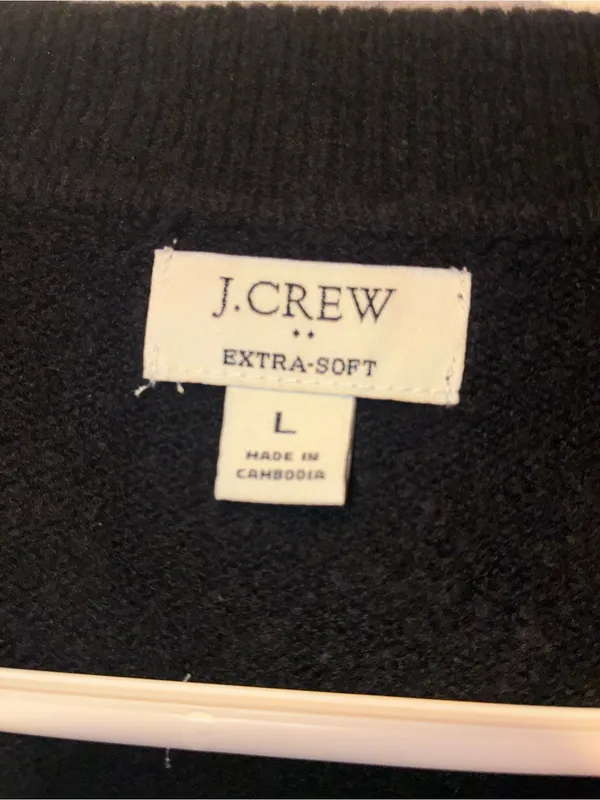 J. Crew women Black V-Neck Polo-Collar Sweater extra soft - Image 3