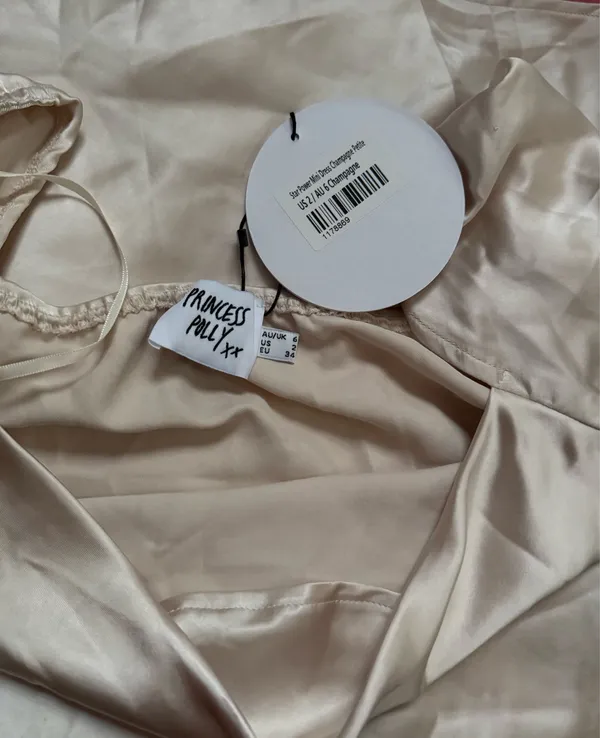 Princess Polly Satin Long Sleeve Mini Dress in Champagne - Image 5