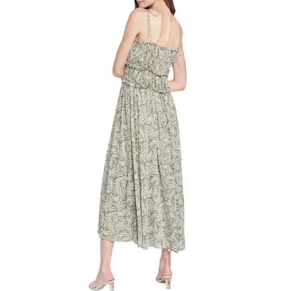 NWOT En Saison Sole Abstract‎ Print Midi Sundress green white Sz S - Image 2