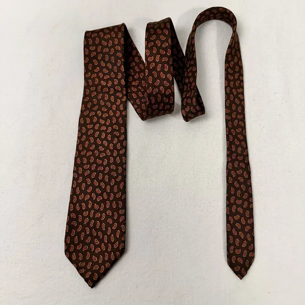 Oscar De La Renta Silk Mens Brown Tie Geometric Necktie Vintage Classic Cravat - Image 2