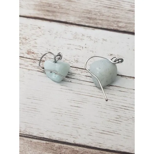 Vintage Earrings For Pierced Ears Light Green Stone - Image 3