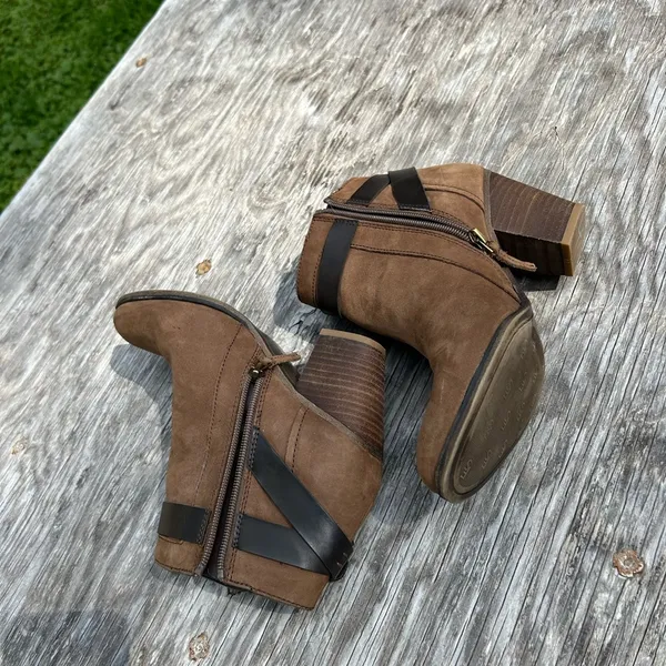 [Franco Sarto] Brown Leather‎ Side Zip Heeled Ankle Boots size 7.5 - Image 10
