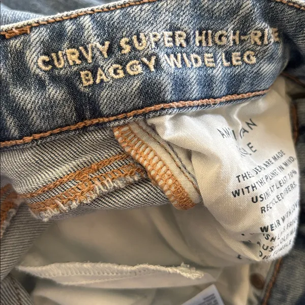 AE American Eagle Stretch Jean 6R Curvy Super High-Waisted Baggy Straight Cargo - Image 7
