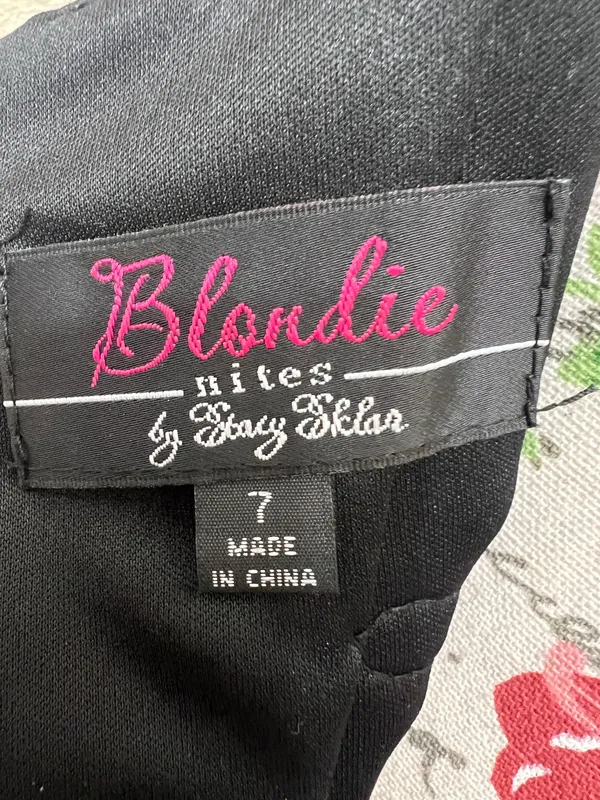 Blondie Nites Black and White Spaghetti Strap Prom Gown size 7 Junior - Image 6