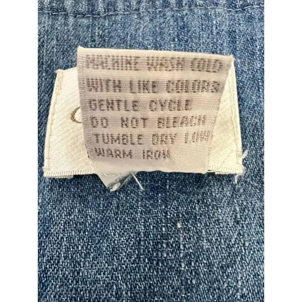 90s Christopher & Banks Blue Denim Midi Dress Sleeveless Size XL Cotton Button - Image 11