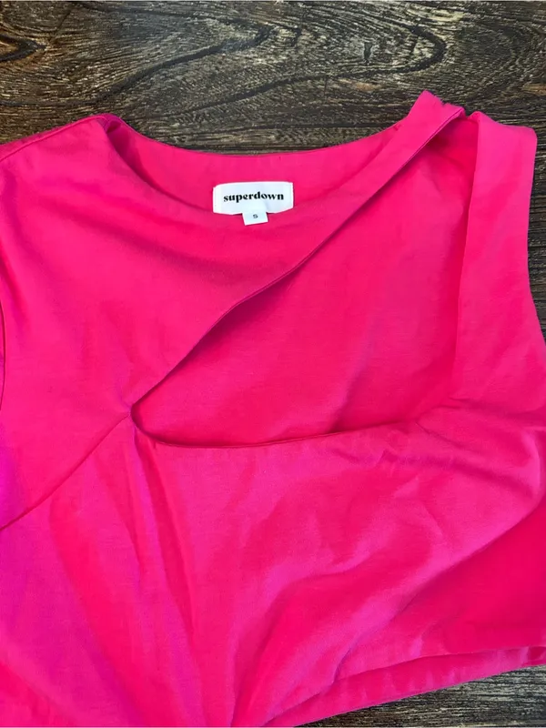 superdown Jamie Cut Out Dress Womens S Hot Pink NWT One Sleeve Asymmetric - Image 3