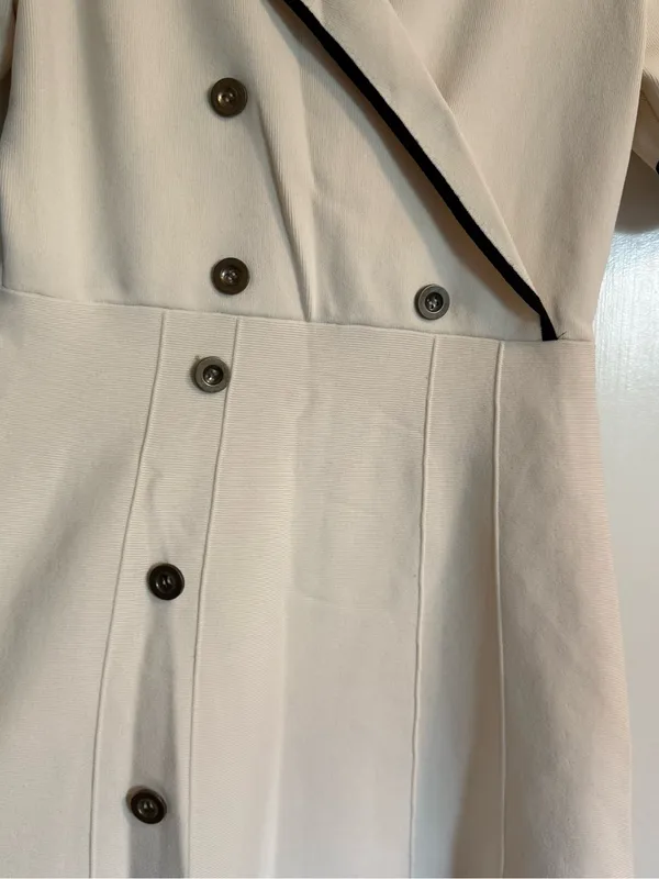 American Vintage Cream Mini Dress with Black Trim - Image 3