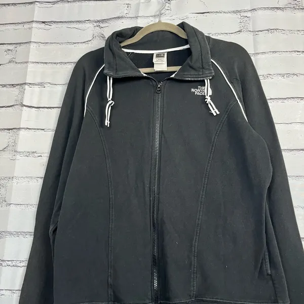 The North Face Women’s XL Fleece Softshell Full-Zip Pullover Jacket Black White - Image 6