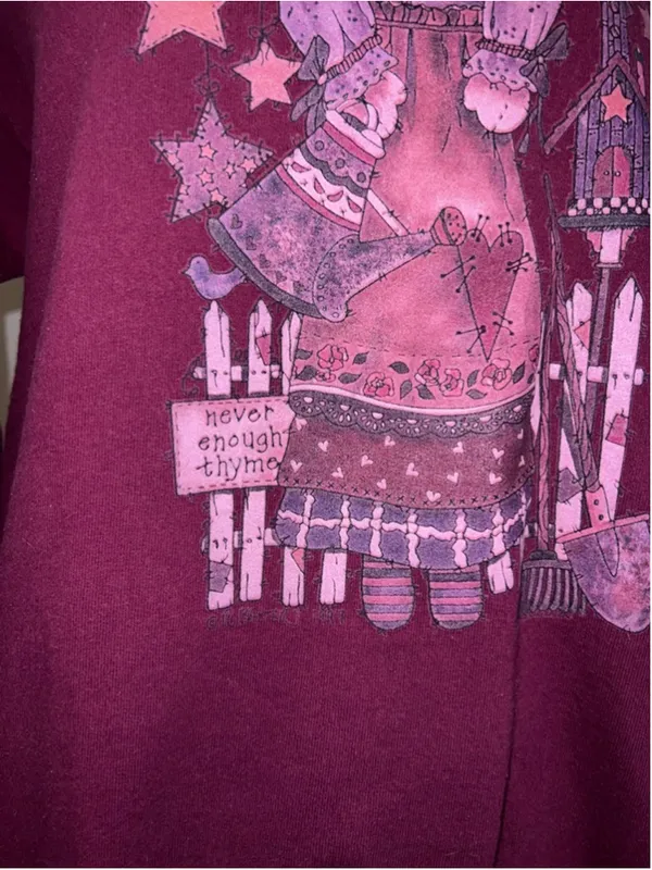 Gildan VTG Cottagecore 90s Maroon Sweatshirt M - Image 7