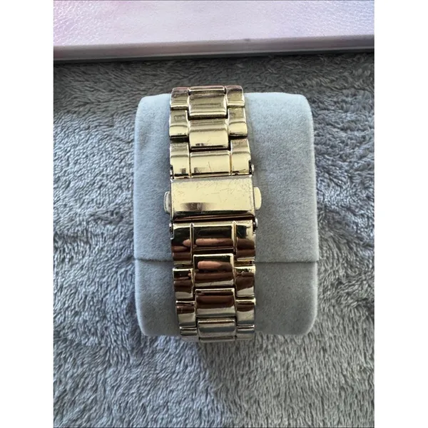 Gold Tone Oversized Round Face Watch Pink - Image 3
