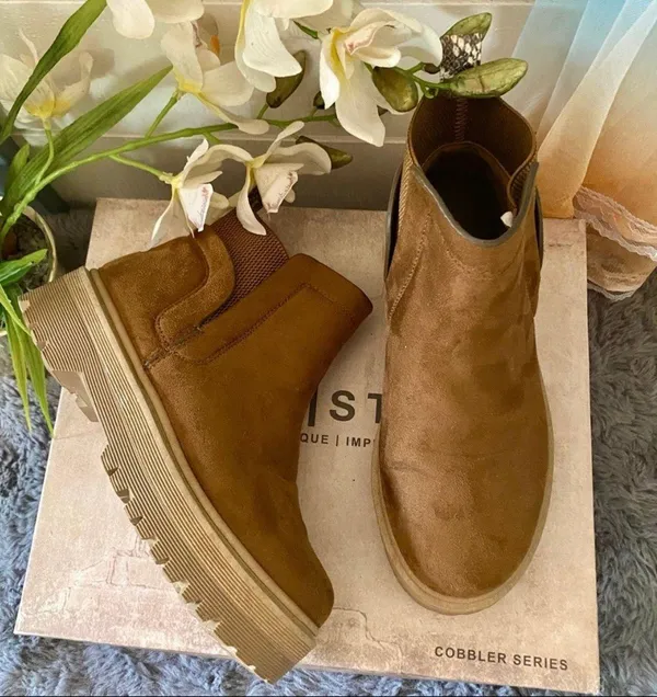 Qupid Tan Faux Suede Boots - Image 2