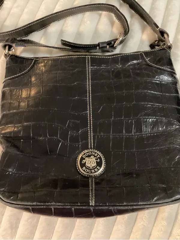 Dooney & Bourke Black Croc-Embossed Crossbody Bag - Image 2