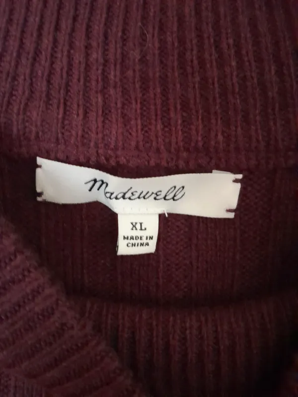 Madewell Cropped Ribbed Mockneck Sweater Plum XL NWT - Image 5