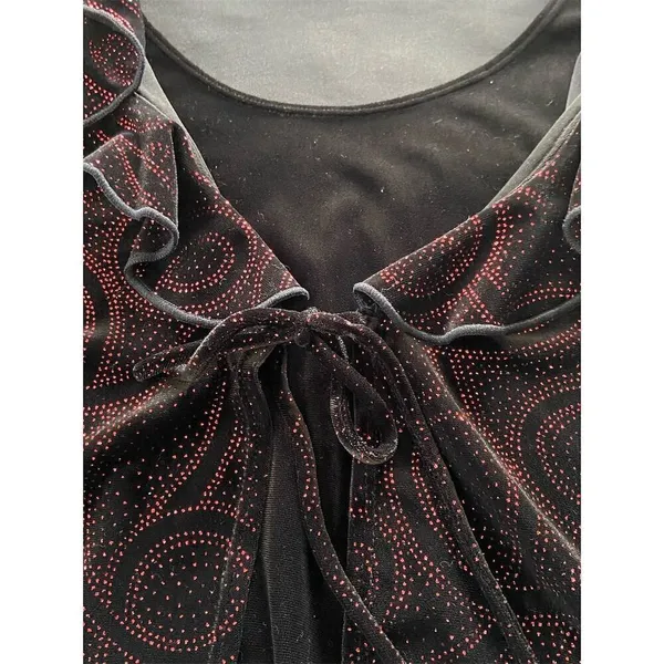 Notations Black Velvet With Red Paisley Top Whimsygoth Dark Romantic Witchy - Image 7